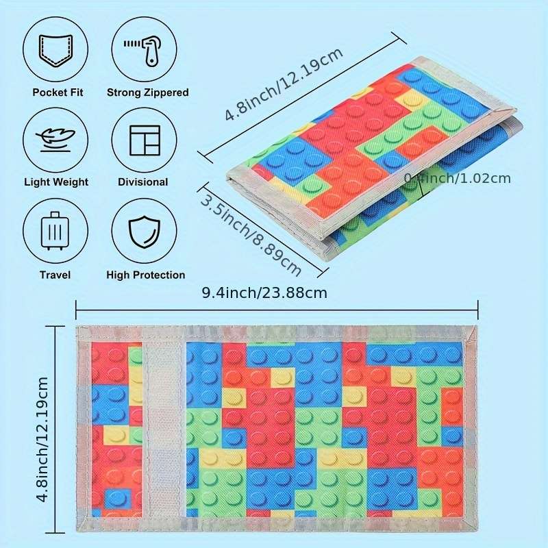 1pc Three-fold camouflage wallet with keychain black and white plaid design small foldable coin b