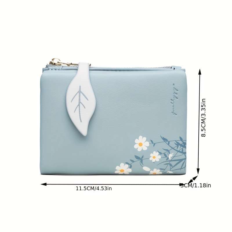 1pc Floral Print Short Wallet Bifold Coin Purse All-Match Credit Card Holder Portable Purse
