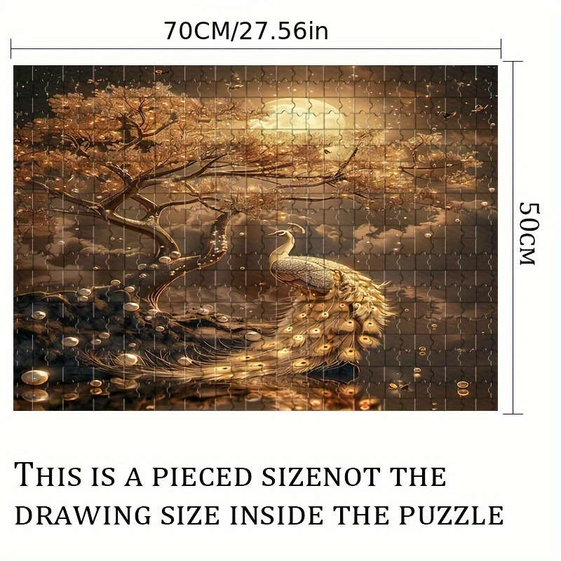 1000pcs High-Resolution Peacock Tree Puzzle with Moon Premium Matte Finish Dust-Pr