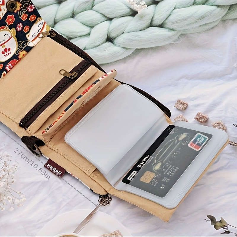 1pc Creative Cartoon Printed Three-fold Canvas Wallet Women Card Holder Wallet Men Coin Purse