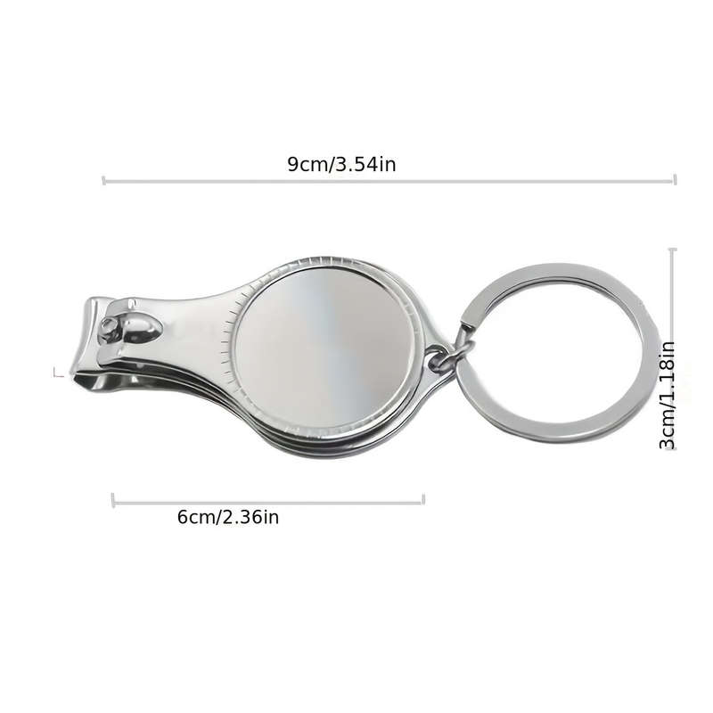 1pc 3in1 Stainless Steel Keychain with Bottle Opener and Nail Clippers Compact Multi-Tool for