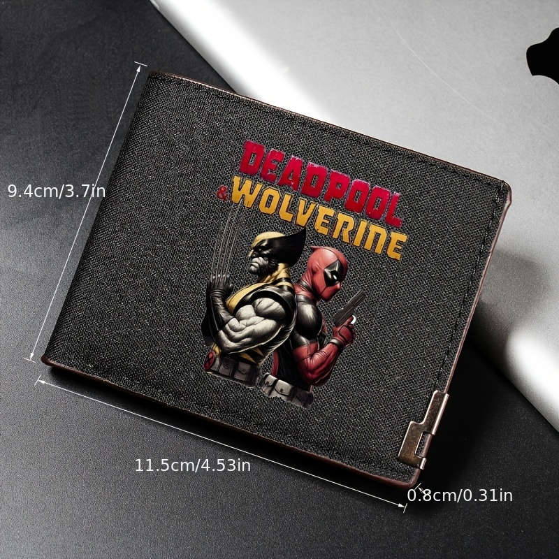 1pc Everyday Comfort Deadpool Wolverine Vintage Canvas WalletCartoon Design Black Gray Cre