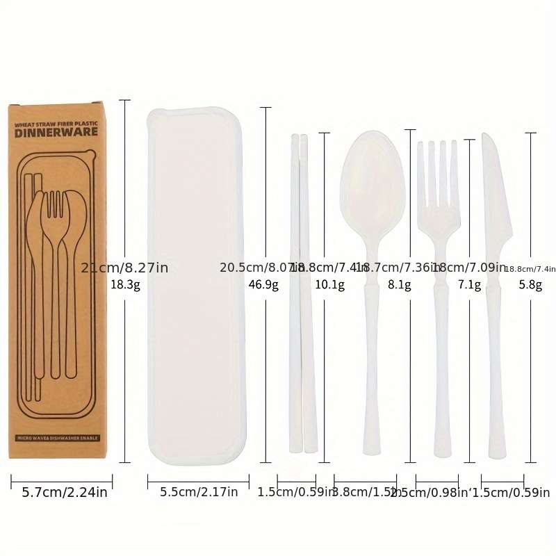 4pcs Set Knife Fork Spoon Chopsticks  Home Office Outdoor Travel Portable Creative Tableware En