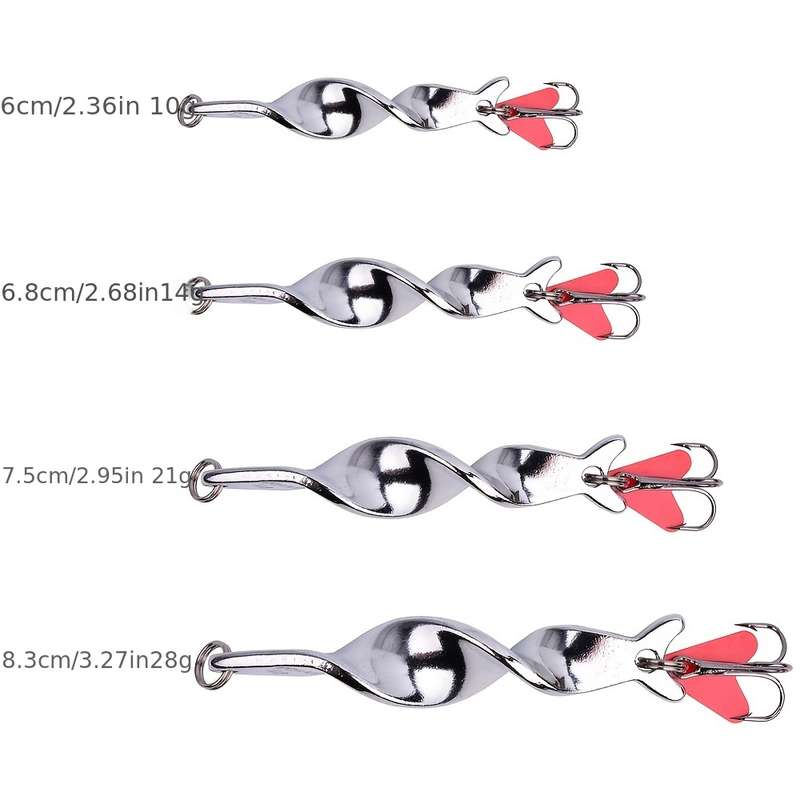 1pc 21g Rotating Metal Lure Spinner Spoon Lure Artificial Hard Bait With Treble Hook For Trout Pi