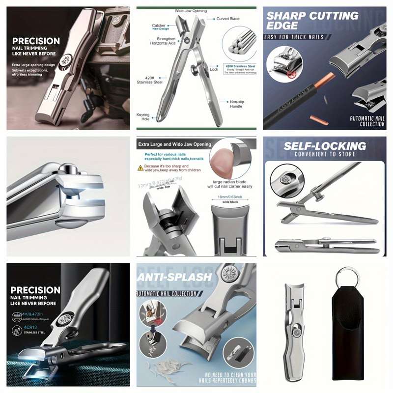 1pc Stainless Steel Wide-Jaw Nail Clippers Super Sharp and Durable Ideal for Thick and Long N