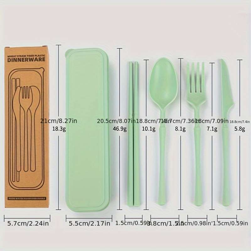 4pcs Set Knife Fork Spoon Chopsticks  Home Office Outdoor Travel Portable Creative Tableware En