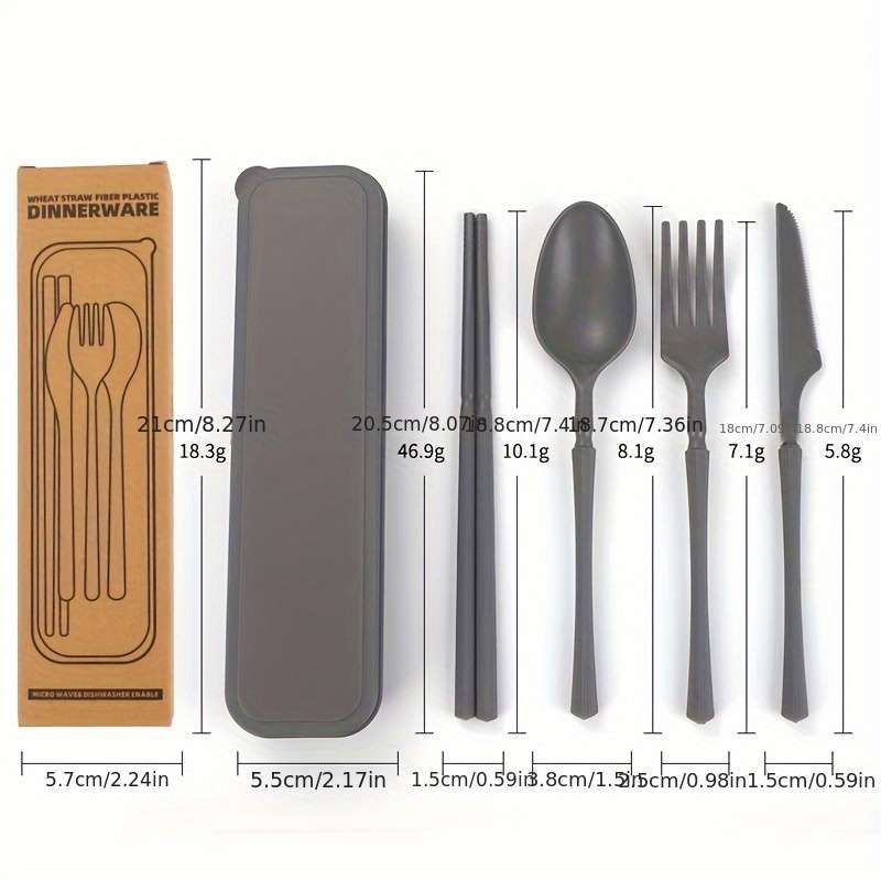 4pcs Set Knife Fork Spoon Chopsticks  Home Office Outdoor Travel Portable Creative Tableware En