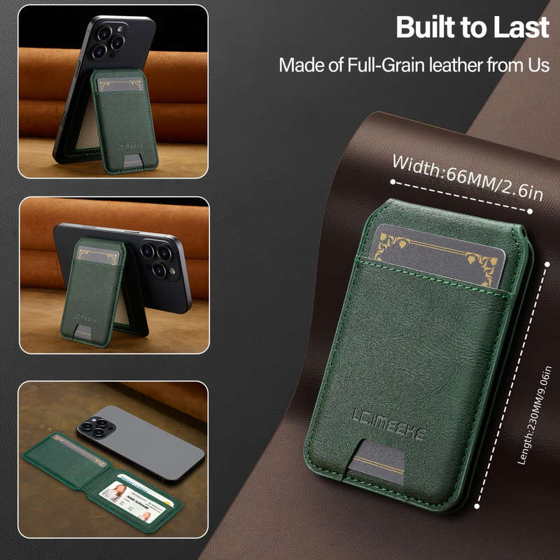 1pc OUKNOEO Unisex Faux Leather Magnetic Wallet with Zipper Casual Style Card Holder 3 Card Slots