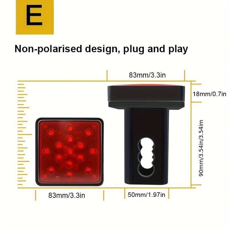1pc 15LED Red Brake Light & DRL for Trucks SUVs and Trailers Hitch Receiver Cover