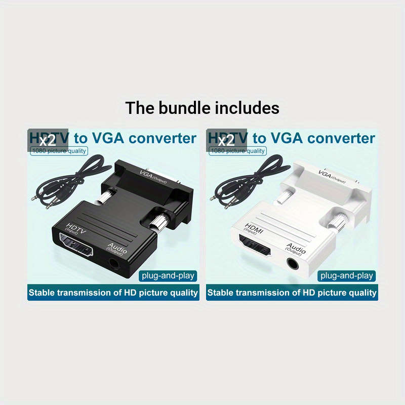 1pc HDTV to VGA Converter Adapter with Audio 1080p HD Video Dongle Active Female to Male VGA