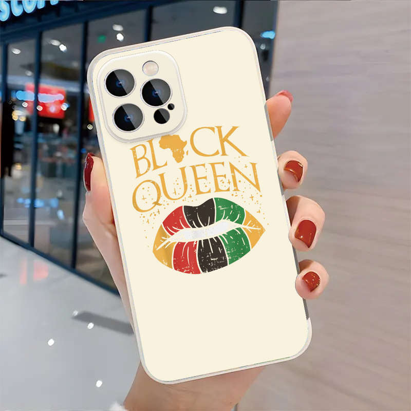 1Pc Ivory White For iPhone 15 Plus Black Queen Celebration Phone Case