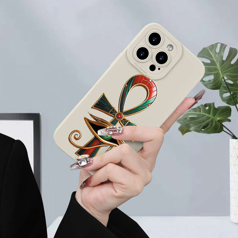 1Pc Ivory White For iPhone XR Egyptian Symbol Phone Case