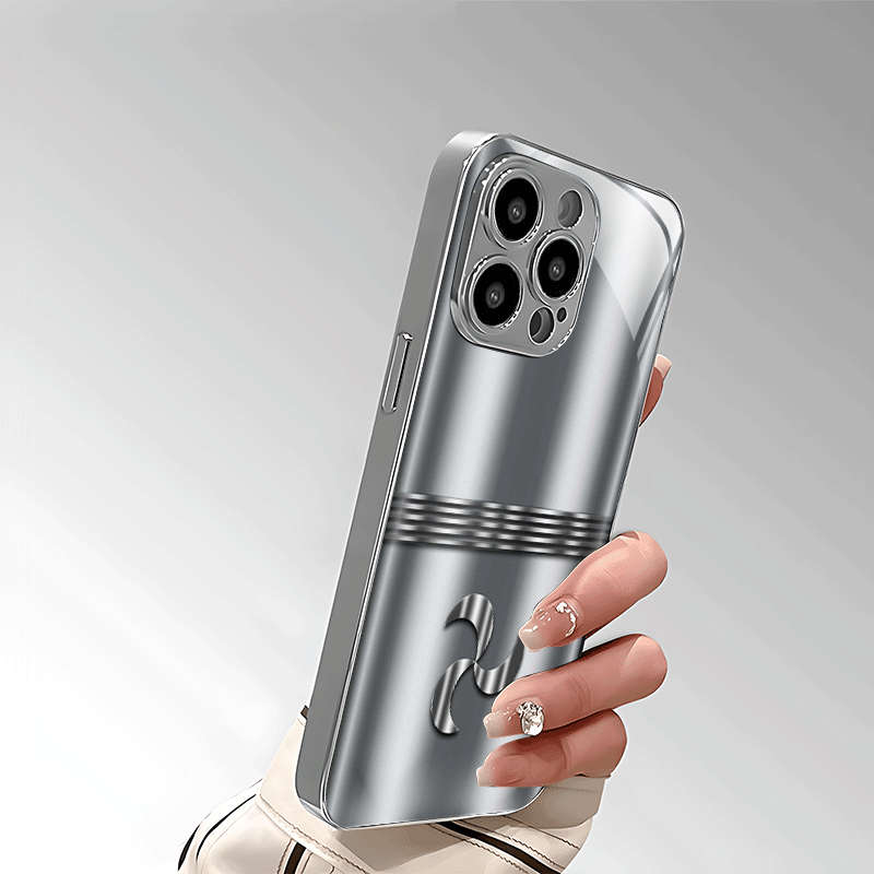 1Pc Silvery For iPhone 14 Plus Business Logo Pattern Phone Case