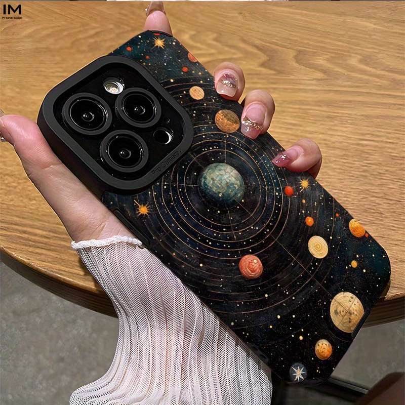 1Pc Black For iPhone 13 Solar System Planet Phone Case