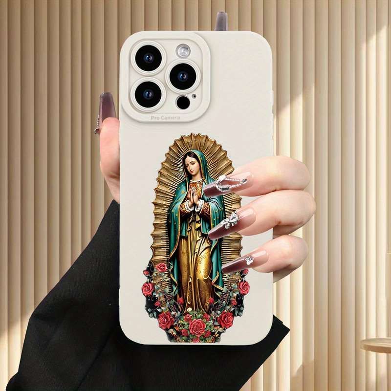 1Pc Ivory White For iPhone 16 Pro Max Nun Pattern Phone Case