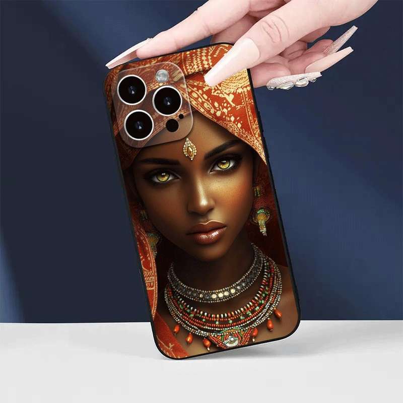 1Pc Black For iPhone 15 Pro Max Classic African Woman Phone Case