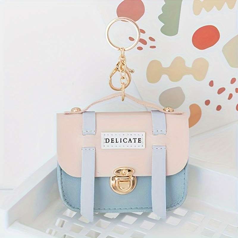 1pc Cute Female Creative Mini Compact Coin Purse Bag Small Wallet with Lock and Keychain Pendant