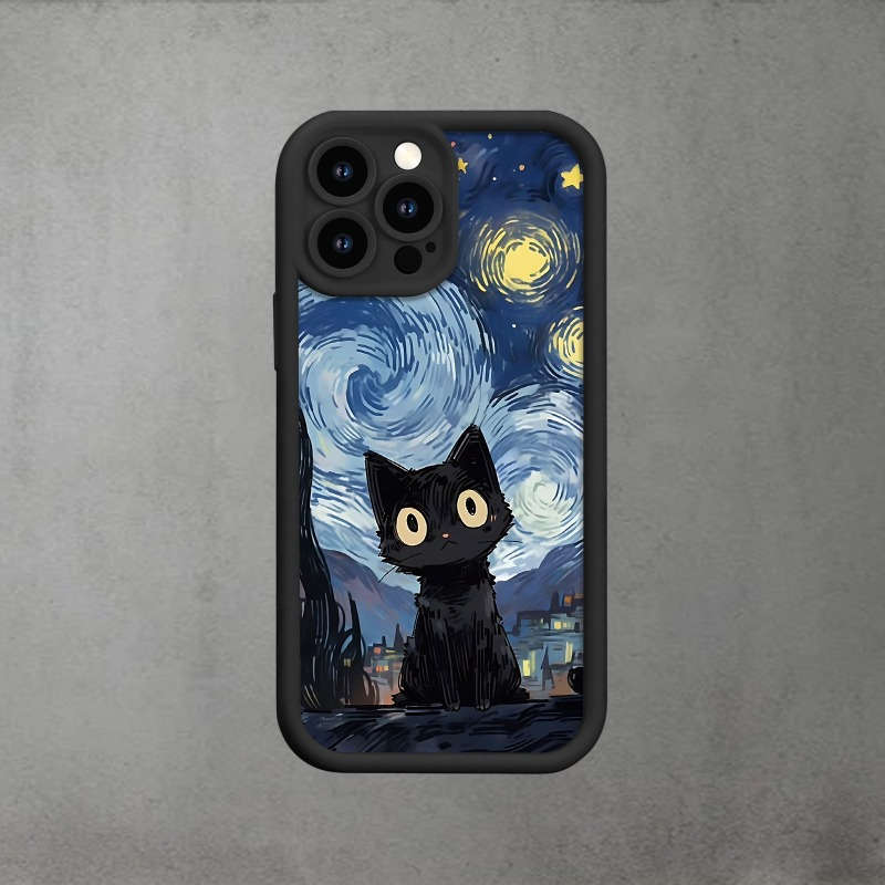 1Pc Black For iPhone XR Cat Color Painting Phone Case