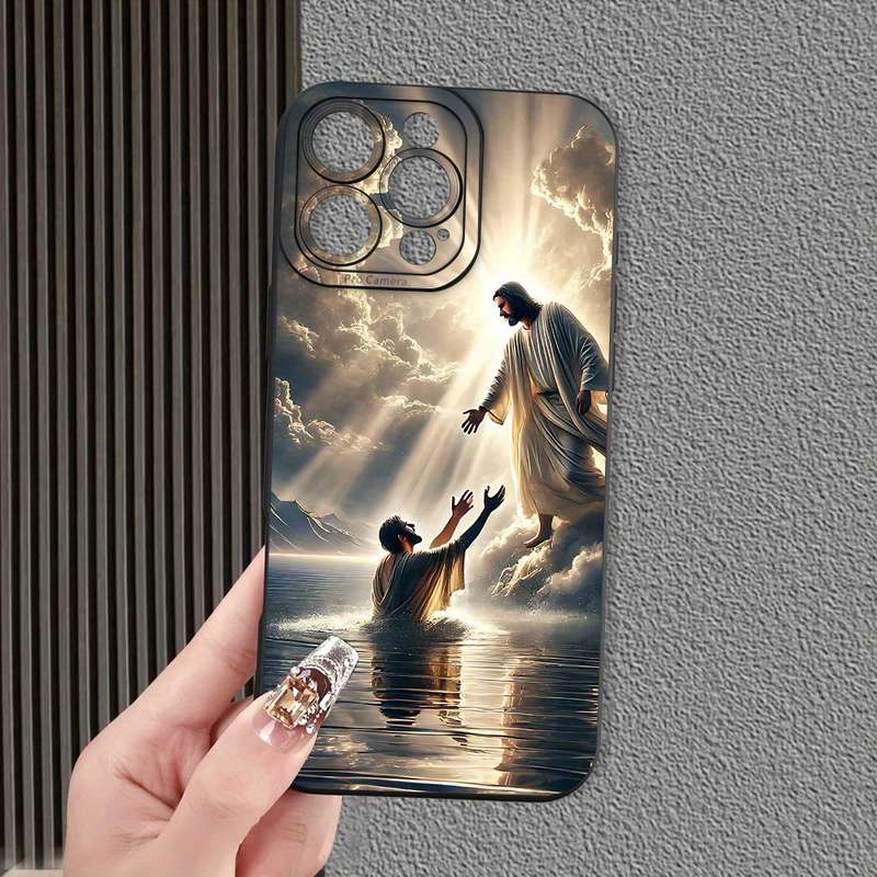 1Pc Black For iPhone 13 Pro Max Jesus Designed Phone Case