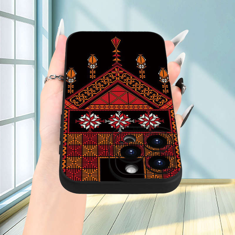 1Pc Black For iPhone XR African Style Geometric Phone Case
