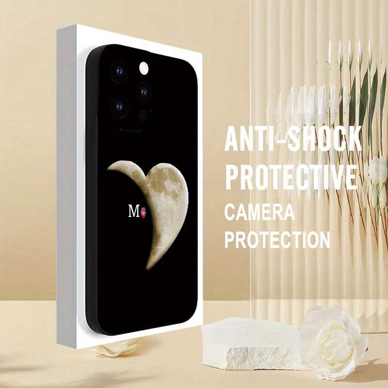 1Pc Black For iPhone XS Max Moon Letter M Pattern Phone Case