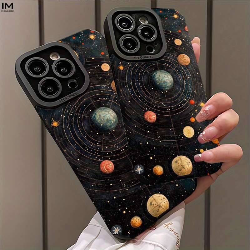 1Pc Black For iPhone 13 Solar System Planet Phone Case