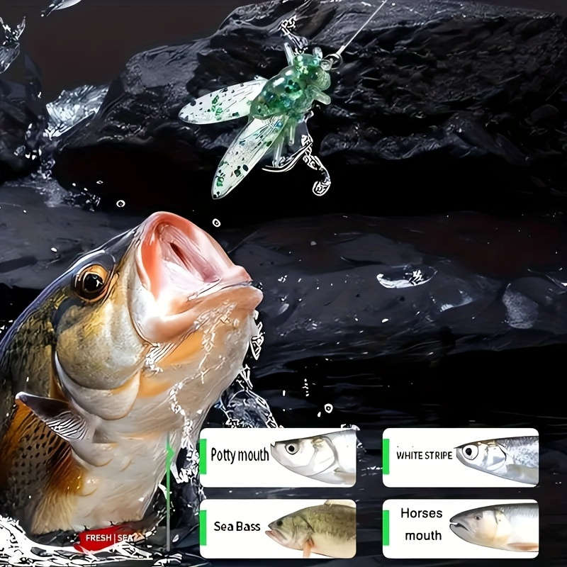10pcs Bionic Fly Fishing Bait with Wings High-Quality PVC Popper Lures Artificial Insect Bai