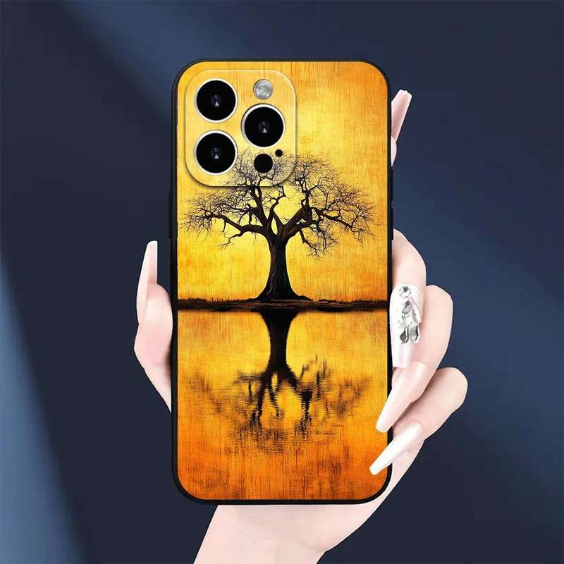 1Pc Black For iPhone 11 African Sunset Phone Case