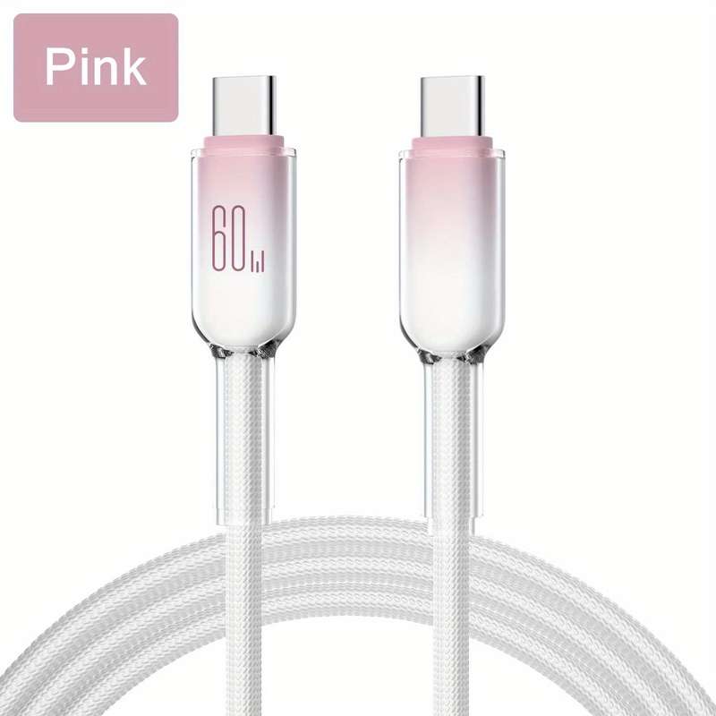 1pc 100cm 60W Crystal Clear Mobile Type-C Fast Charging Data Cable Suitable for iPhone 15 16 Se