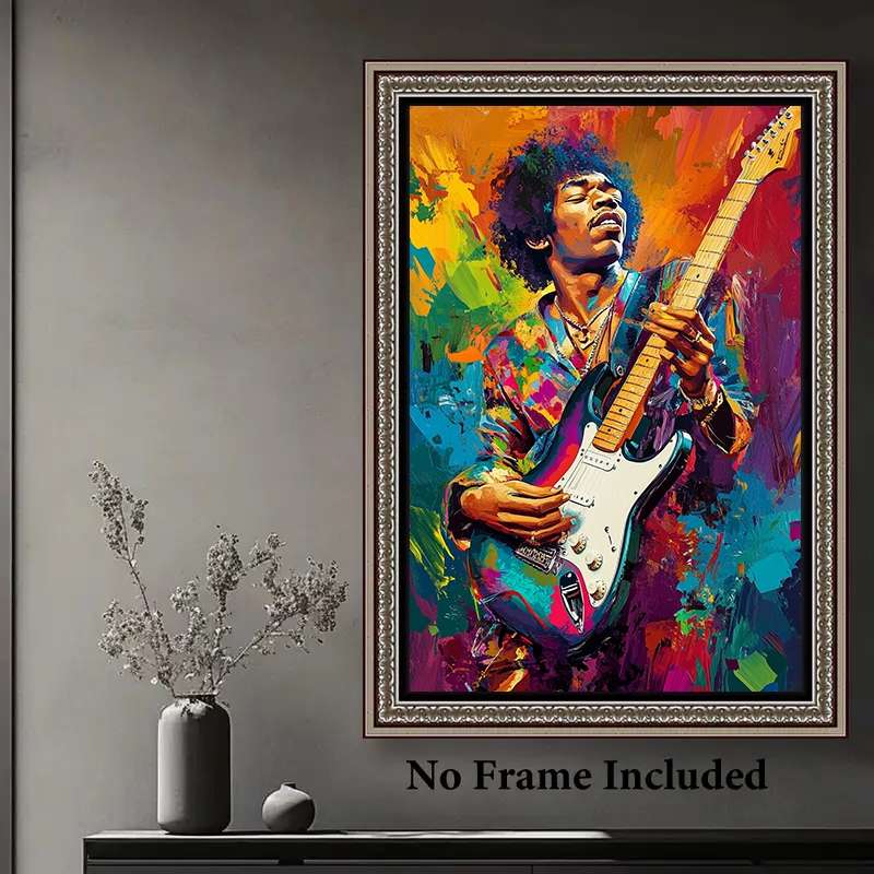1pc  Vibrant Jimi Hendrix-Inspired Guitar Canvas Art Poster Unframed Wall Decor for Living Roo