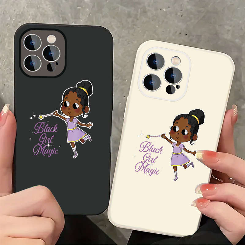 1Pc Black For iPhone 11 Magical Girl Power African Phone Case