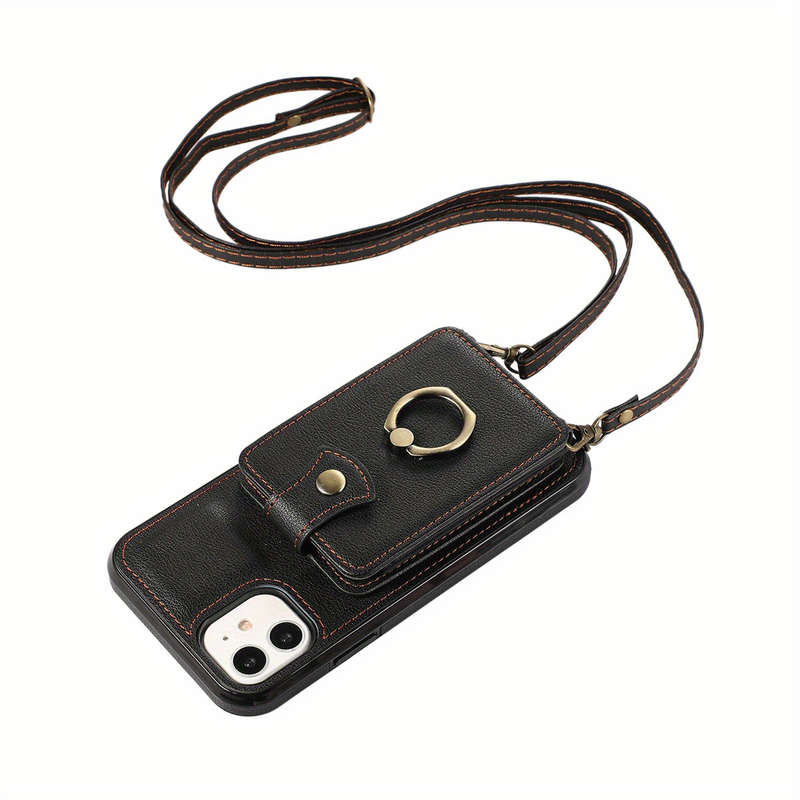 1Pc Black For iPhone 12 Protective Case Wallet Phone Case