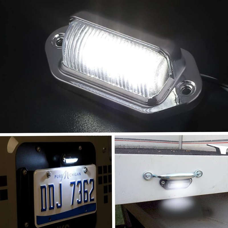 2PCS Xenon White LED License Plate Light 12V-24V DC 6-SMD Lamp For Truck SUV Van RV