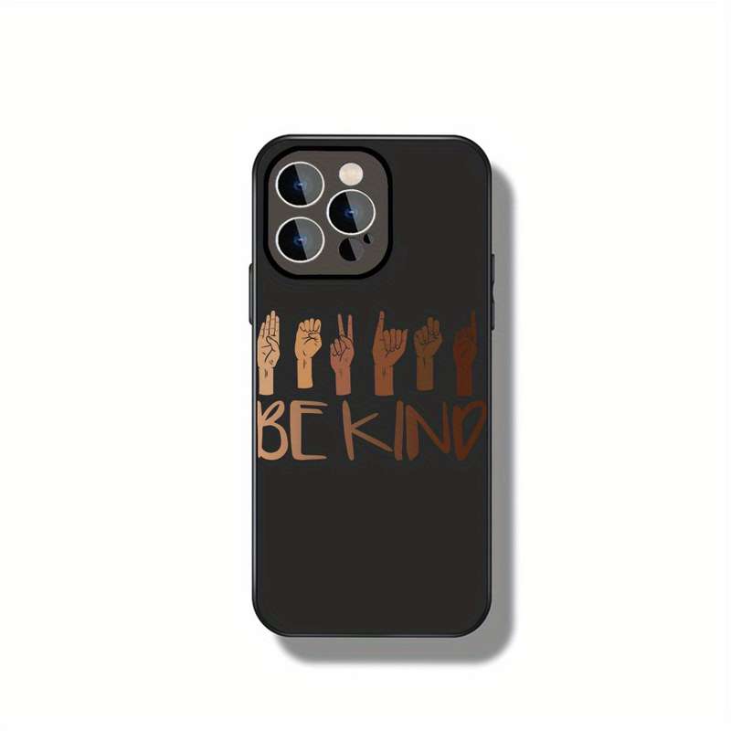 1Pc Black For iPhone 15 Sign Language Show Kindness Phone Case