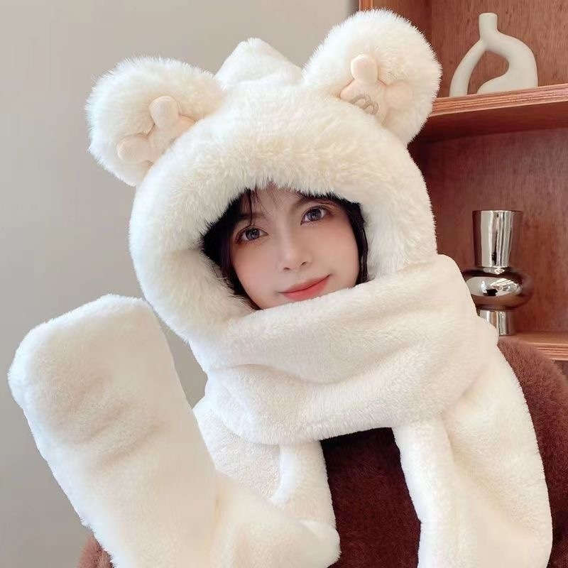 Winter Hat Color M Three Piece Set Gray