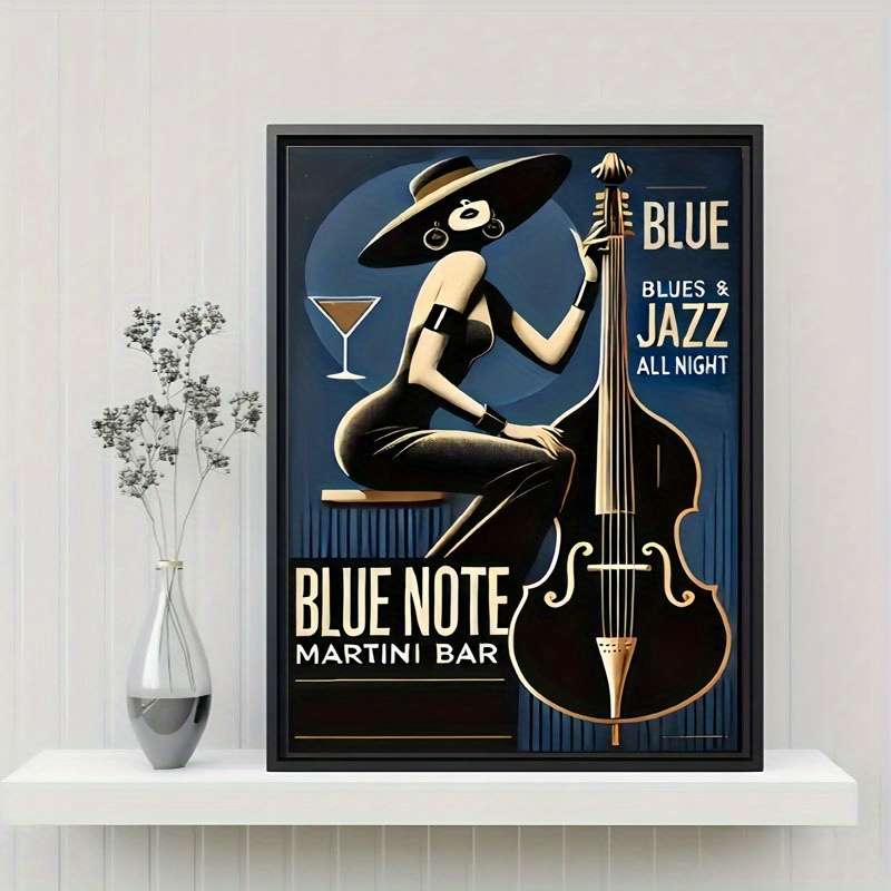 1pc  Vintage Blue Note Jazz Club Canvas Print Poster Frameless Wall Art Decor with Retro Style
