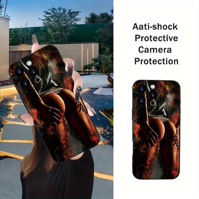 1Pc Black For iPhone 13 Sexy Butt Pattern Phone Case
