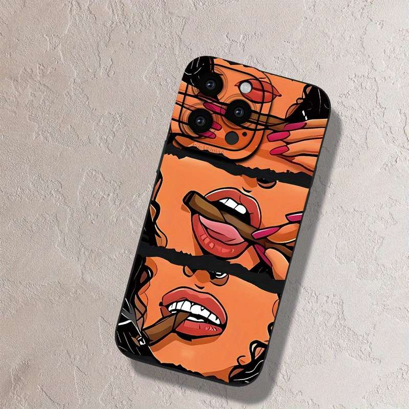 1Pc Black For iPhone 15 Plus Unique Cartoon Design Phone Case