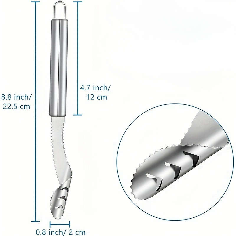 1pc Stainless Steel Peppers and Vegetables Corer Multi-Functional Serrated Kitchen Tool for R