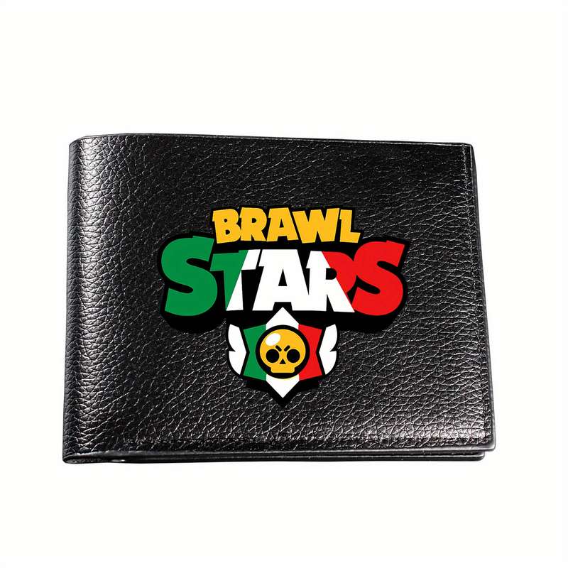 1pc Brawl Stars Men'S Faux Leather Wallet Casual Style Multifunctional Bifold Coin Purse with