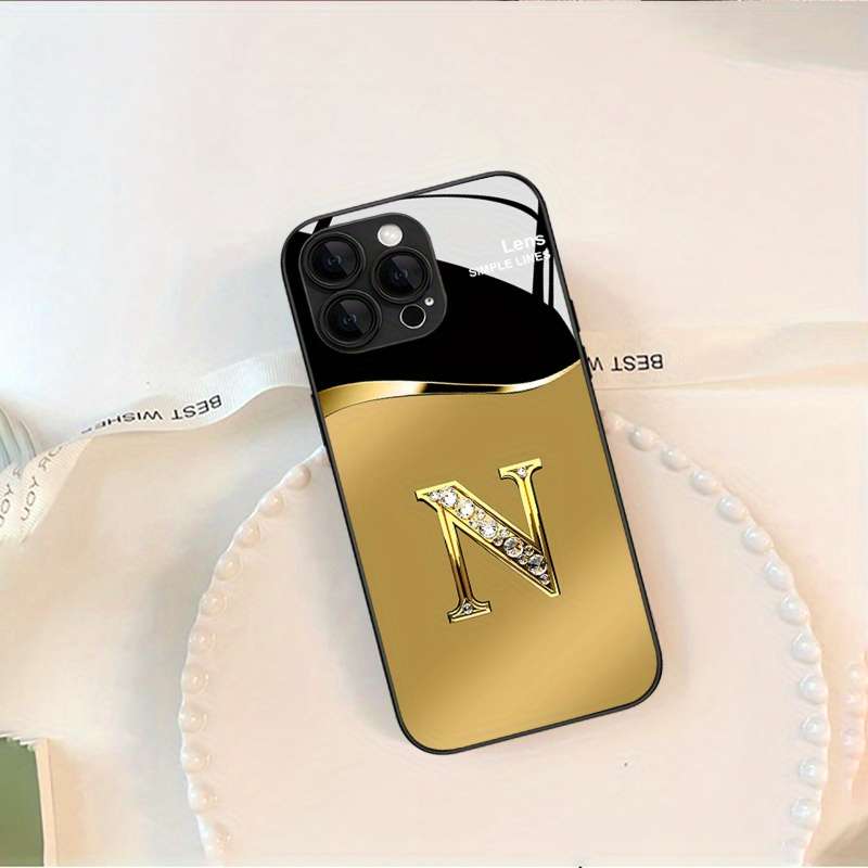 1Pc Mixed Color For iPhone XR Luxury Diamond Letter N Phone Case