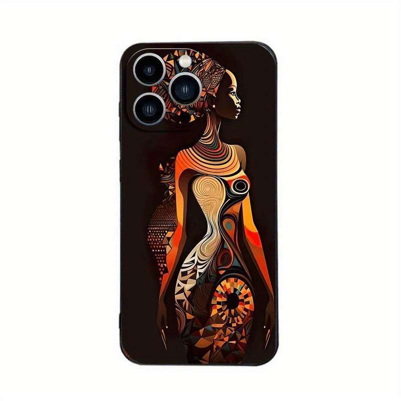 1Pc Black For iPhone 12 African Style TPU Phone Case