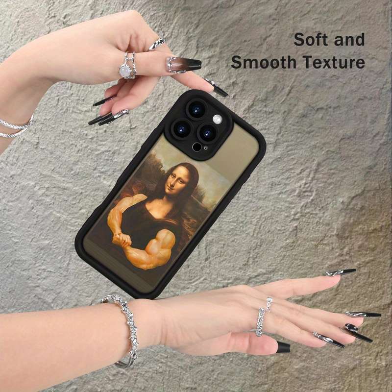 1Pc Black For iPhone 12 Muscle Mona Lisa Phone Case
