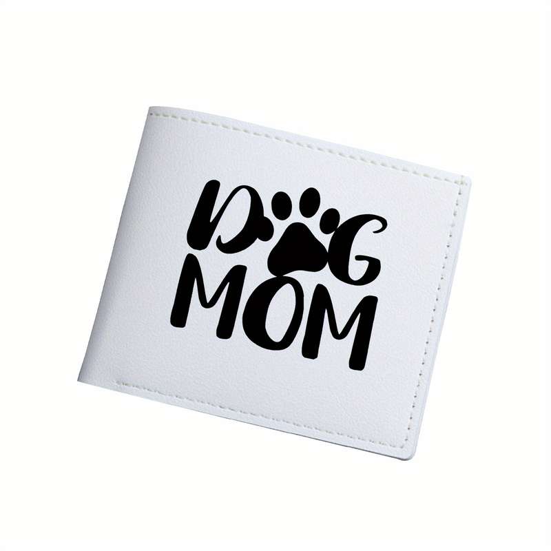 1pc "DOG MOM" Print Bifold WalletShort Business Casual Card Holder with Pockets Ideal Gift