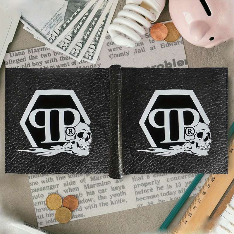 1pc Philipps Plein Men'S Faux Leather Wallet Casual Style with Crocodile Pattern Multifunctio