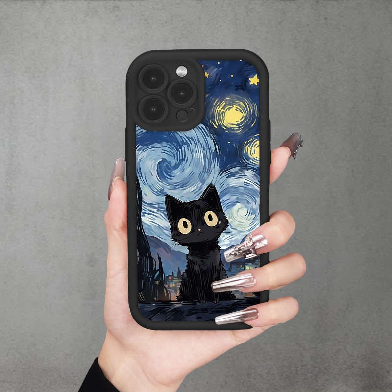 1Pc Black For iPhone XR Cat Color Painting Phone Case