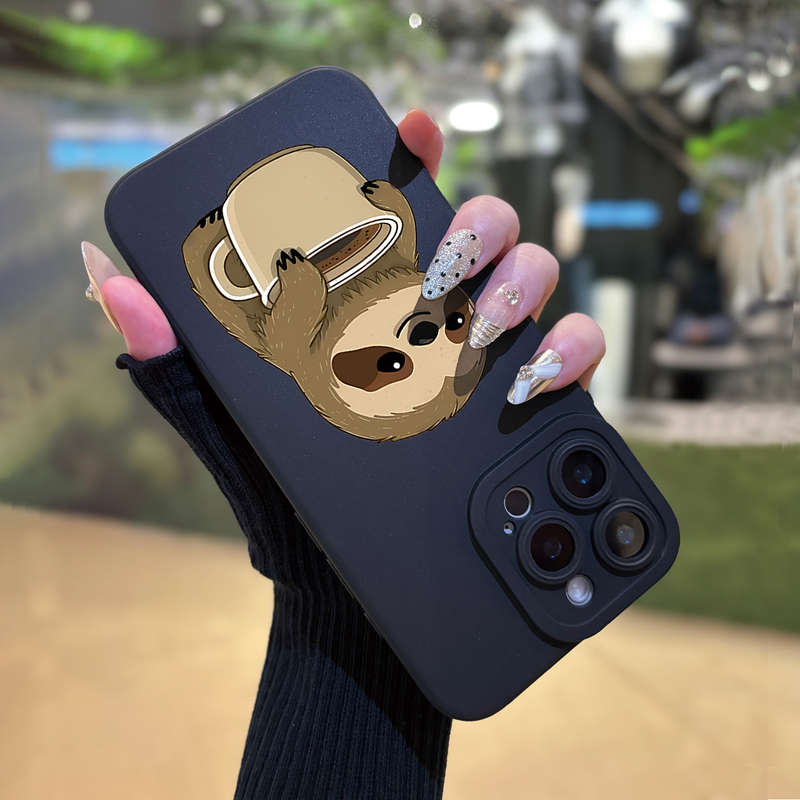 1Pc Black For iPhone XR Cute Cartoon Sloth Phone Case
