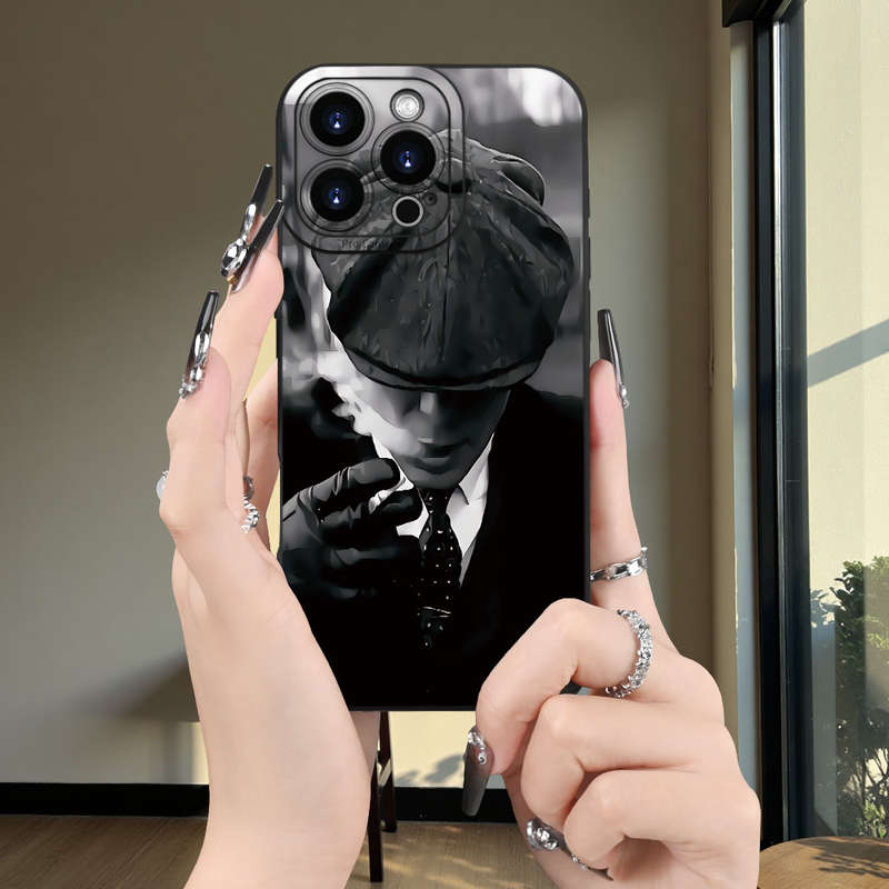 1Pc Black For iPhone 14 Plus Gangster Themed Design Phone Case