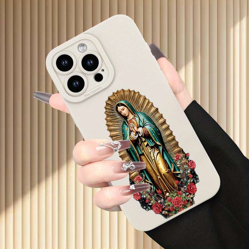 1Pc Ivory White For iPhone 16 Pro Max Nun Pattern Phone Case