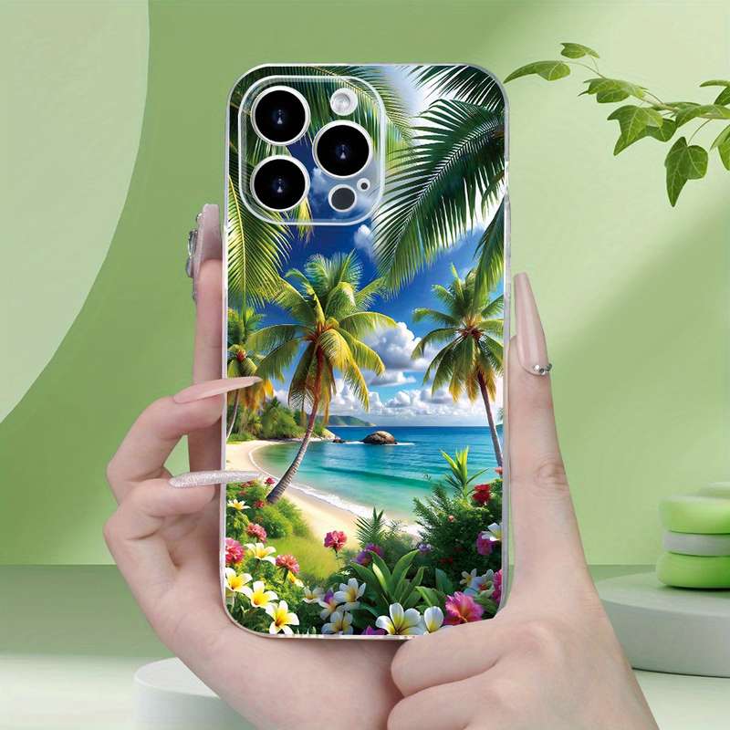 1Pc Transparent For iPhone 11 Pro Max Beautiful Beach Scenery Phone Case